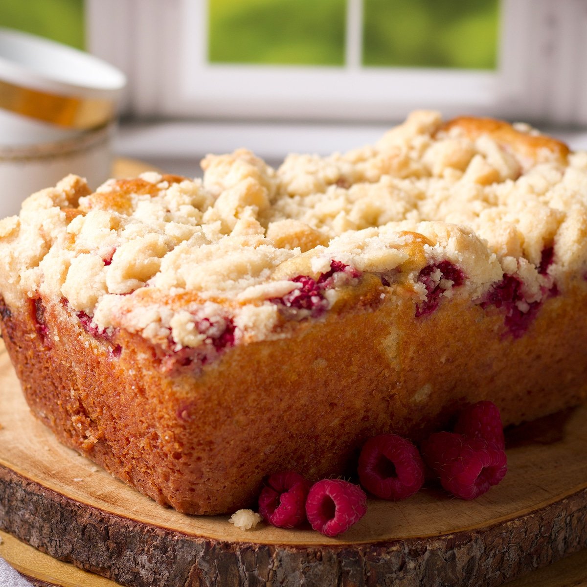 Raspberry Bread with Butter Crumb Topping