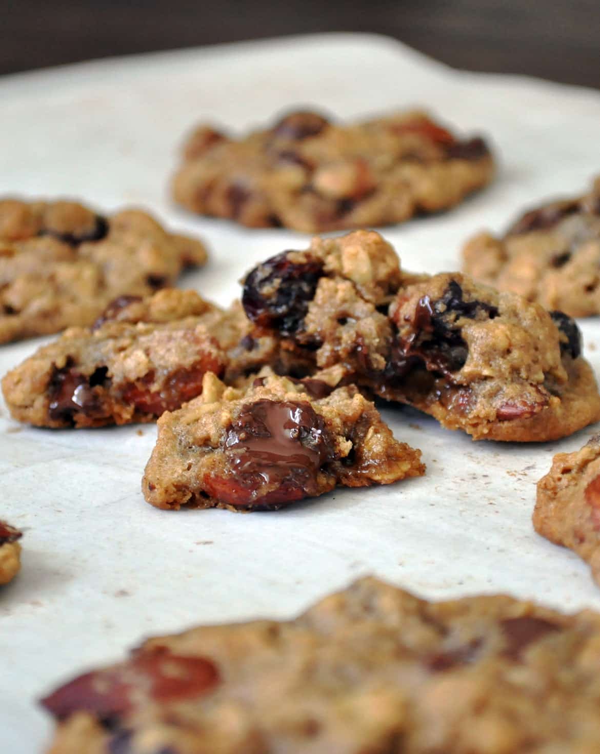 Gluten Free Chocolate Almond Cherry Oatmeal Cookies