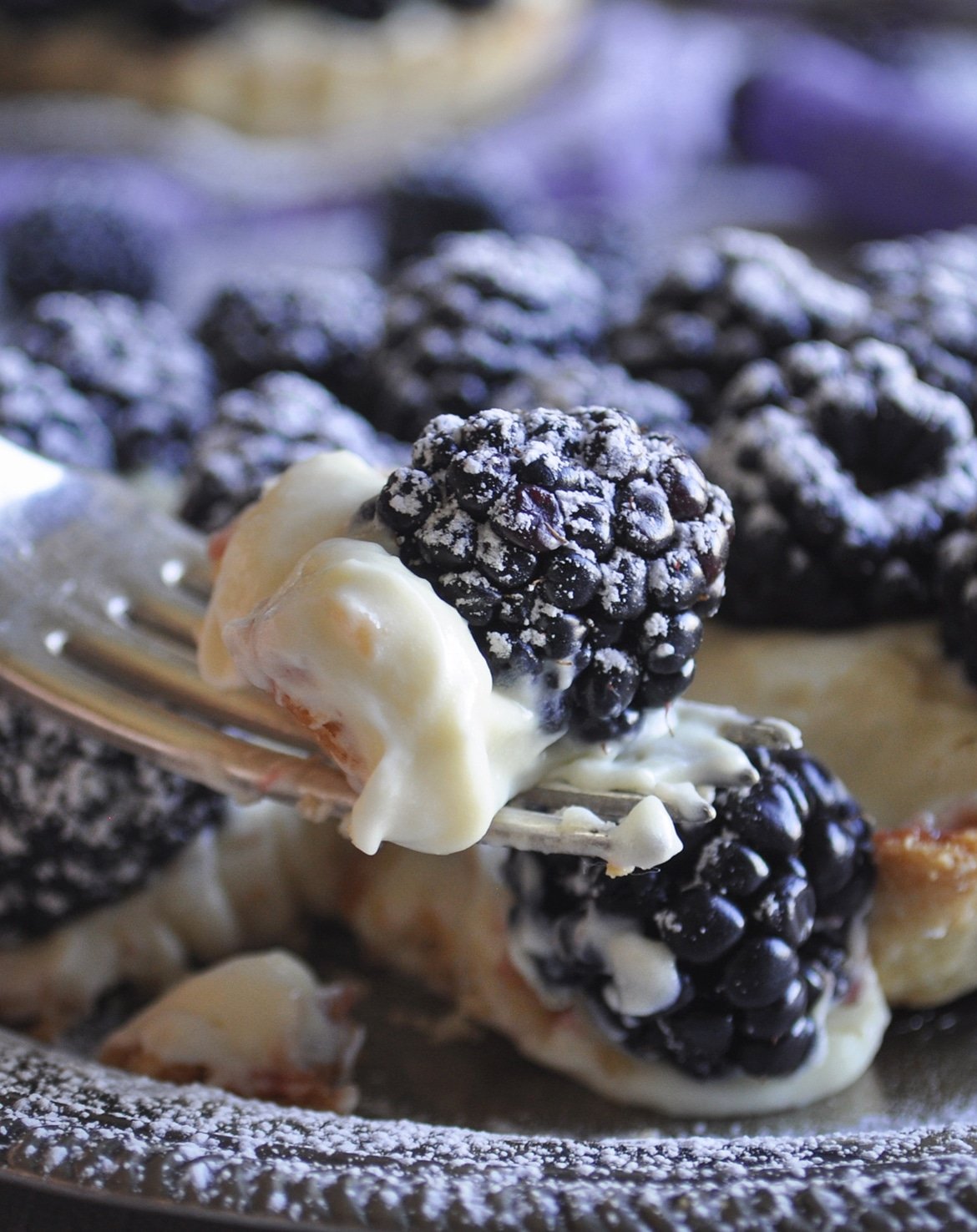 Amaretto Custard Blackberry Tarts