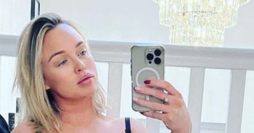 Jorgie Porter says 'not long now' as she shows off her baby bump in lingerie snaps