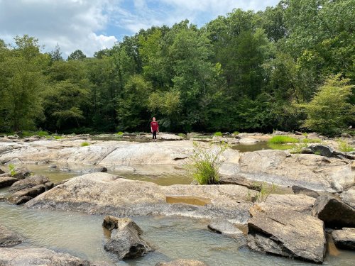 Hike Along Huge Rocky Outcrops And Sandy Beaches To A 40-Foot Waterfall On The Rocky Creek Trail In South Carolina