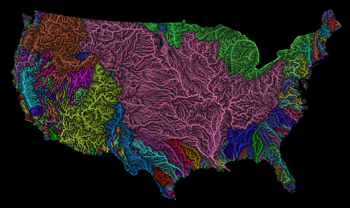 All the Rivers & Streams in the U.S. Shown in Rainbow Colors: A Data Visualization to Behold