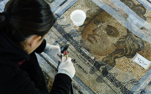 Watch Conservationists Moving & Restoring an Exquisite Ancient Greek Mosaic