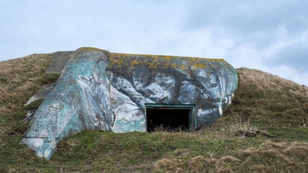Il arrache des végétaux, soudain la terre s’effondre et un blockhaus apparaît : « Mon 1er bunker »