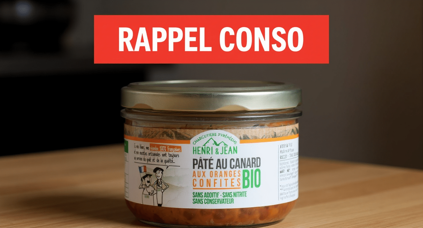RAPPEL CONSO du 21 novembre 2025 : Pâté de canard à l’orange bio (180 g)