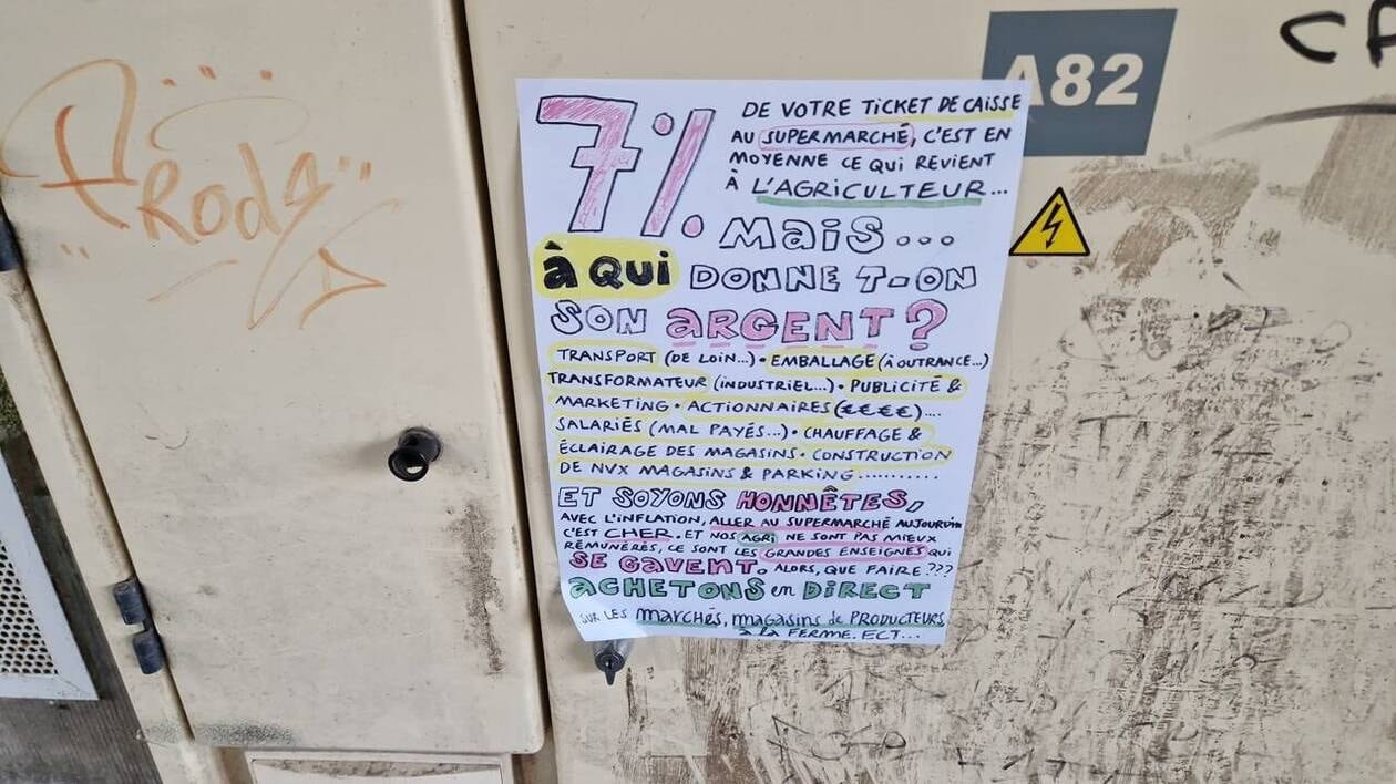 « Les grandes enseignes se gavent » : des messages vantant la vente directe affichés à Coutances