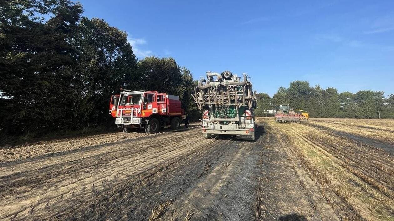 Sept hectares d’orge partent en fumée au sud-ouest de Rennes : 25 pompiers mobilisés