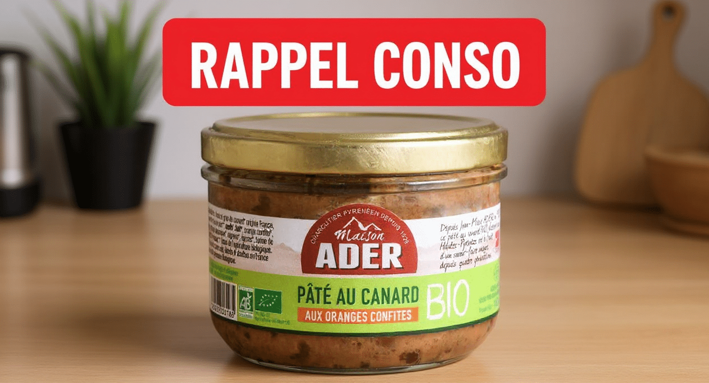 RAPPEL CONSO du 21 novembre 2025 : Pâté de canard à l’orange bio (180 g)