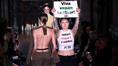 Des militants de la cause animale perturbent le défilé de Victoria Beckham à Paris