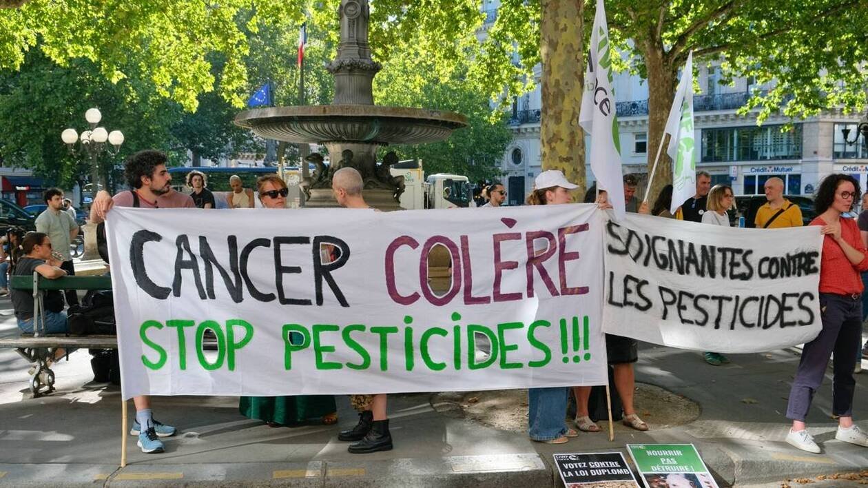 Des dizaines d’agriculteurs manifestent contre la présence d’acétamipride dans un magasin à Dijon