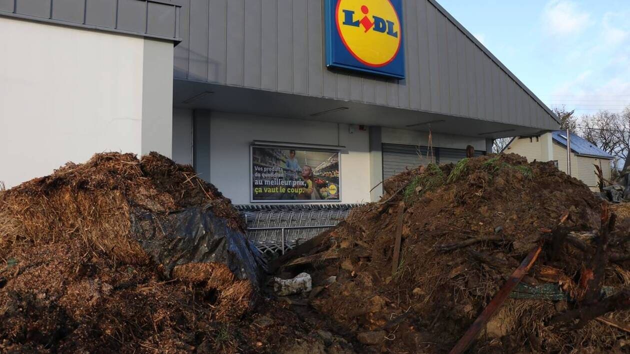 « On est envahi de produits importés » : les agriculteurs ont déversé des déchets devant Lidl près de Dinan