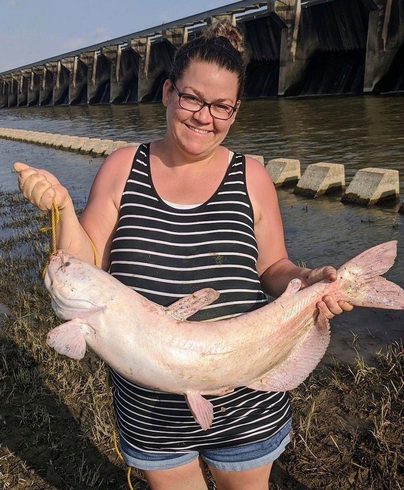 Louisiana Angler Catches Rare “White” Blue Catfish