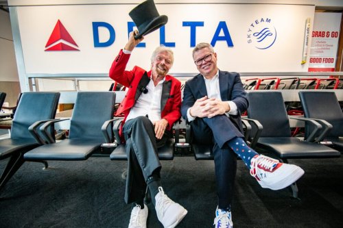 Sir Richard Branson Makes Surprise Appearance On Delta Air Flight And Gifts Everyone Onboard a Free Virgin Voyages Cruise