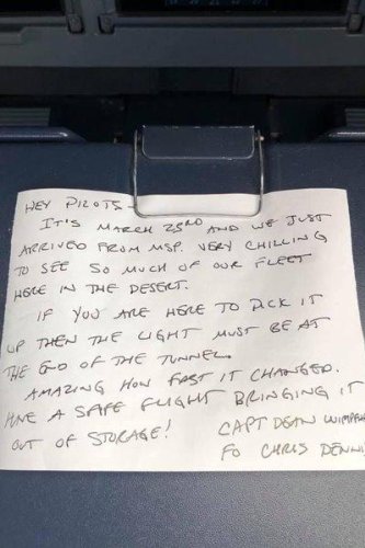 The Chilling Pandemic Note Delta Airlines Pilot Left in Plane That Was Parked for 435 Days