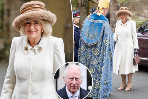 Queen Camilla attends pre-Easter service without King Charles as he battles cancer