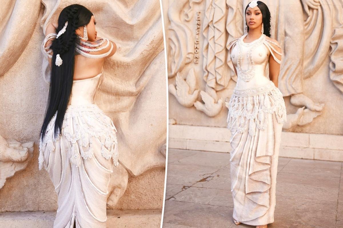 Cardi B’s curves look carved in marble at Paris Haute Couture Week