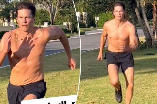 Shirtless and sweaty Tom Brady flaunts fit physique during grueling workout