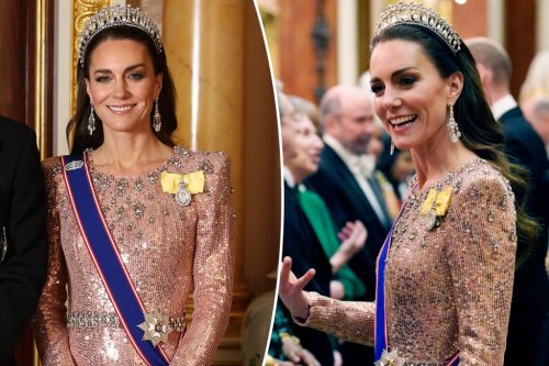 Kate Middleton picks pink sequins (and Princess Diana’s tiara) for Buckingham Palace diplomatic reception