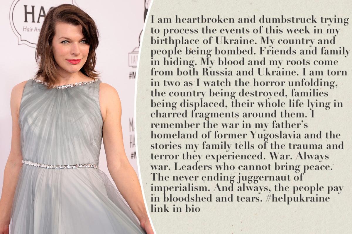 Ukrainian-born Milla Jovovich ‘heartbroken’ over Russian invasion
