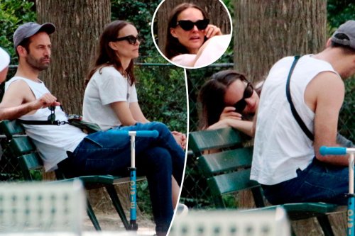 Natalie Portman appears upset while out with husband Benjamin Millepied and their kids