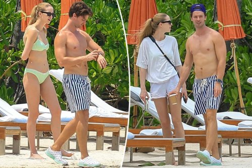 Shirtless Patrick Schwarzenegger hits Thailand beach with fiancée Abby Champion in between filming ‘White Lotus’