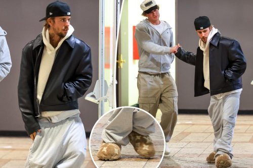 Justin Bieber styles two pairs of sweatpants with $2,470 Louis Vuitton slippers for sushi dinner