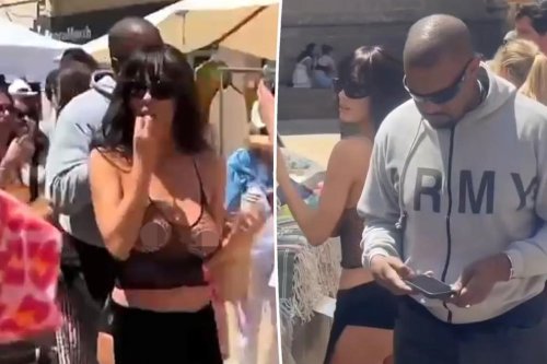 Bianca Censori flaunts her figure in see-through top, revealing skirt for casual ice cream outing with Kanye West in Spain