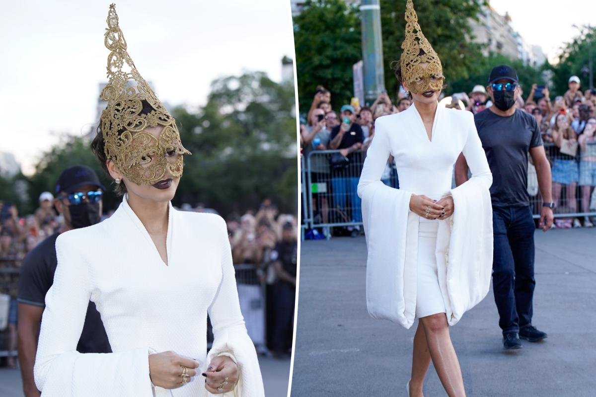 Zendaya wows in towering couture headpiece at ‘The Odyssey’ Paris event