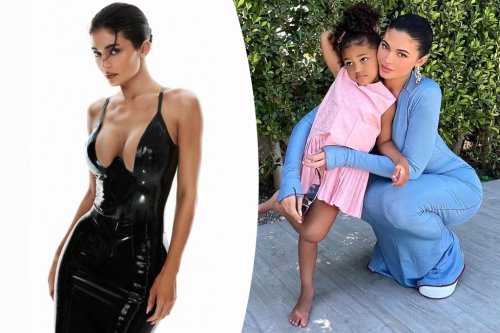 Kylie Jenner jokes she’d pick up her kids from school in wild curve-hugging latex dress