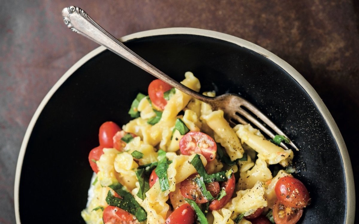 Campanelle Pasta with Sweet Corn, Tomatoes and Basil