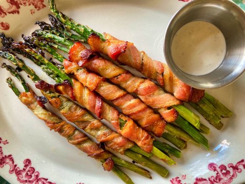 Bacon-Wrapped Asparagus with Lemon Aioli Is an Easy Easter Side to Please All Palates