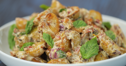 Roasted Garlic Potato Salad with Bacon and Herb Mayo Is a BBQ Hit Every Time