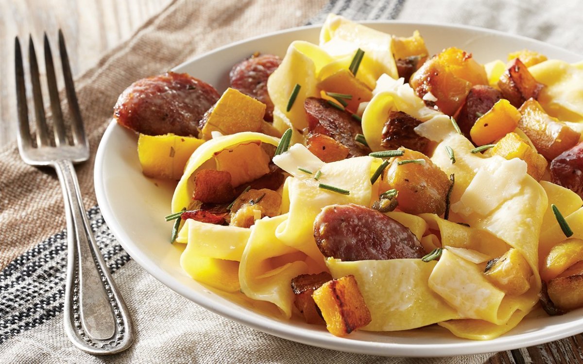 Pasta with Butternut Squash & Sausage is the Cozy, Creamy Dish You'll Crave This Fall