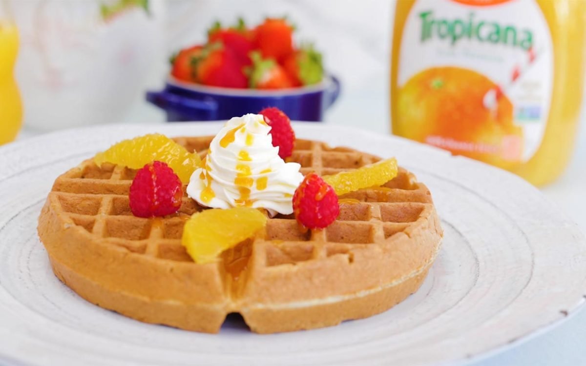 Mmm-Mmm! Start Your Day Right With These High-Protein Waffles With Maple-Orange Sauce