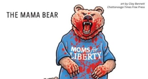 An Editorial Cartoon Criticizing Moms For Liberty Manipulated by the Group for Gain