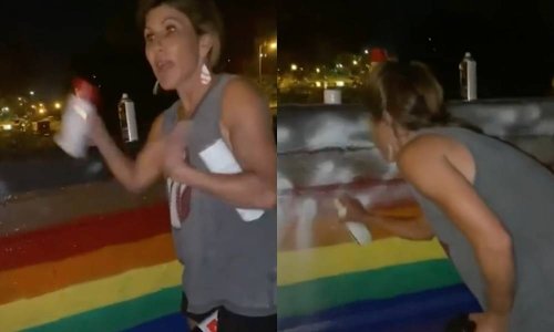 Karen defaces LGBT+ teens' glorious Pride Month art in unhinged homophobic tirade