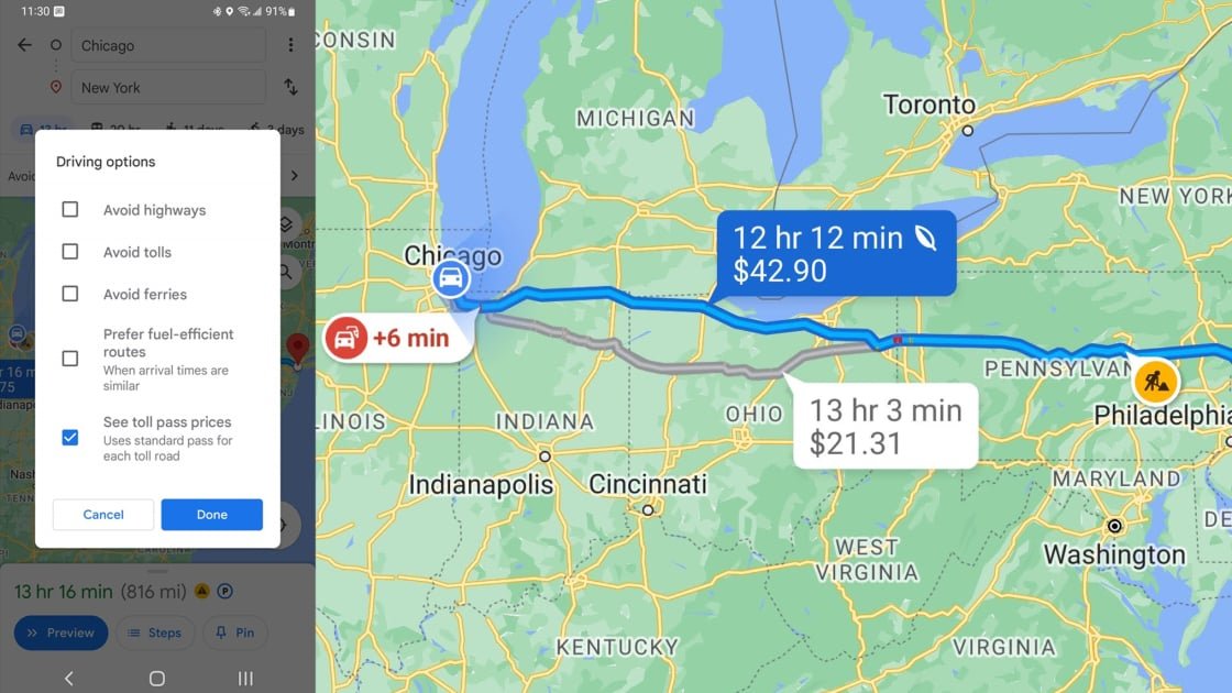 Road Trip? Google Maps Can Now Tell You How Much You'll Pay in Tolls