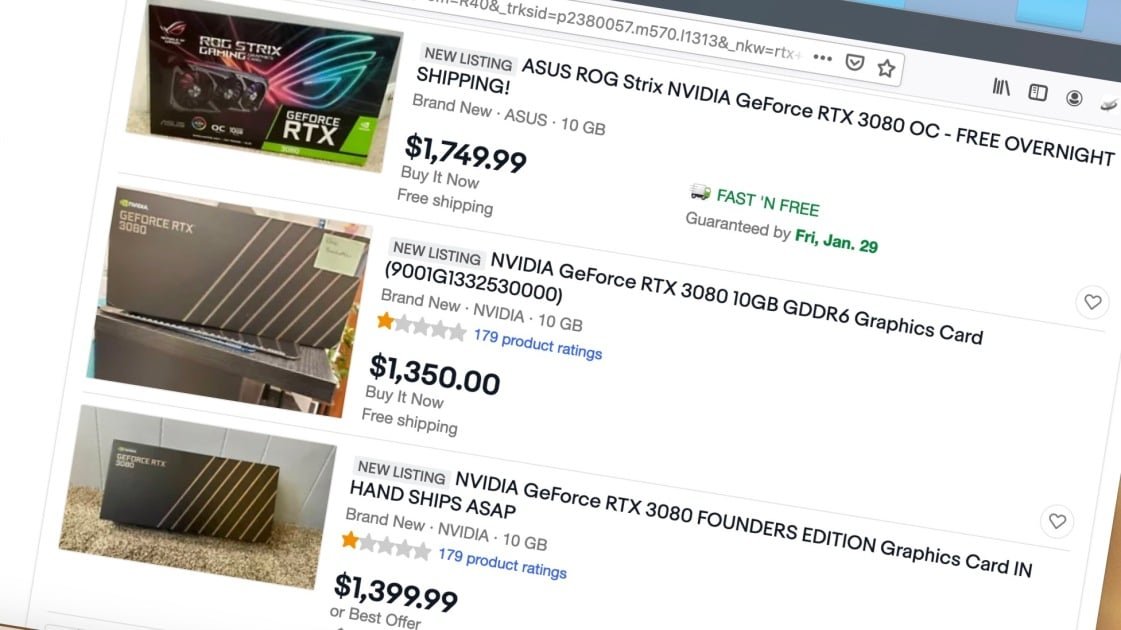 Scalpers Have Sold 50,000 Nvidia RTX 3000 GPUs Through eBay, StockX