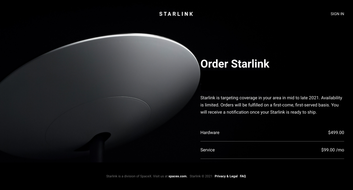 SpaceX Opens Starlink Pre-Orders, But It May Take Months to Arrive