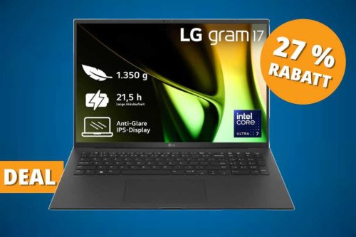 Leicht, stark, ausdauernd: Laptop LG gram 17 mit Top-Ausstattung satte 450 Euro günstiger bei Media Markt