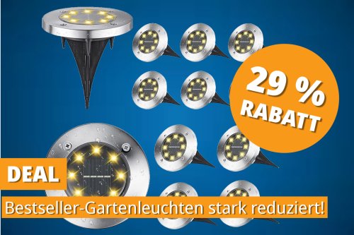 12 Solarleuchten für Garten & Weg jetzt 29 % günstiger – Amazon-Bestseller im Angebot