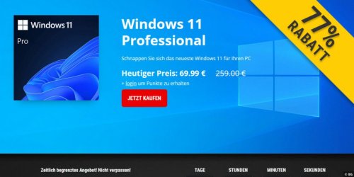 Einmalig: Windows 11 Pro für 70 Euro im PC-WELT-Shop