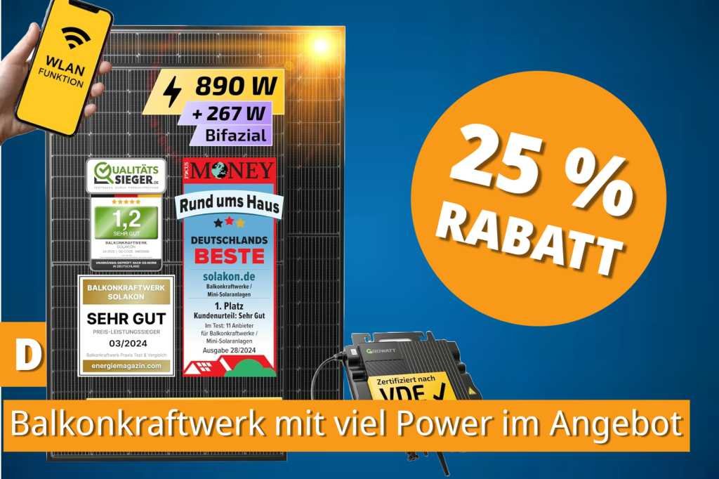 Solarstrom selbst erzeugen: 890W Balkonkraftwerk für unter 300 €