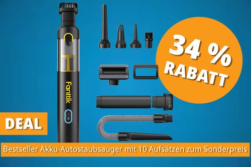 Autobesitzer aufgepasst: Beliebter Akku-Autostaubsauger von Fanttik mit vielen Aufsätzen für nur 66 Euro