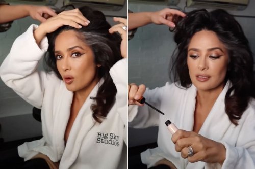 Salma Hayek Shows the Quick Way She Covers Up Her Grays (and Censors a Nip Slip) in Cheeky Instagram Reel