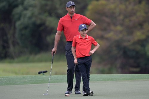 Seeing Double! Tiger Woods and Son Charlie, 11, Look Exactly Alike in Sweet Copycat Golf Video