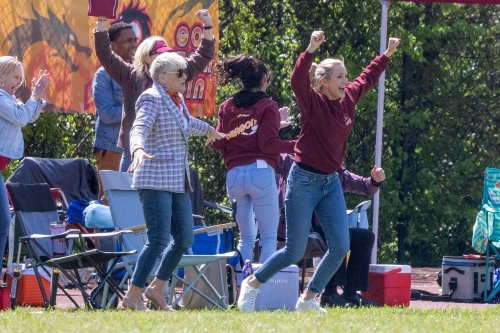 Cameron Diaz and Glenn Close Cheer for a Soccer Team While Filming