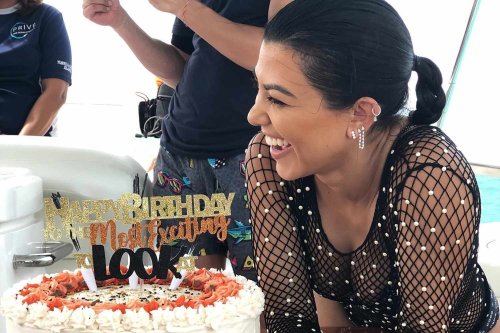 Kourtney Kardashian Reveals Birthday Cake Poking Fun at Sister Kim Calling Her the 'Least Exciting to Look at'