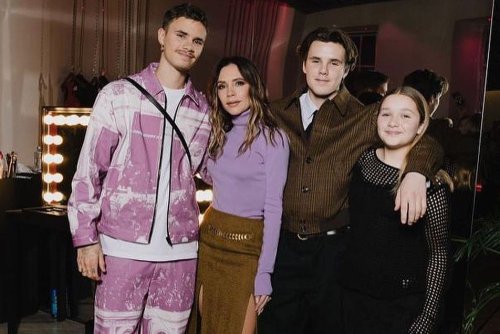 Victoria Beckham Smiles with Daughter Harper, Sons Cruz and Romeo at ...
