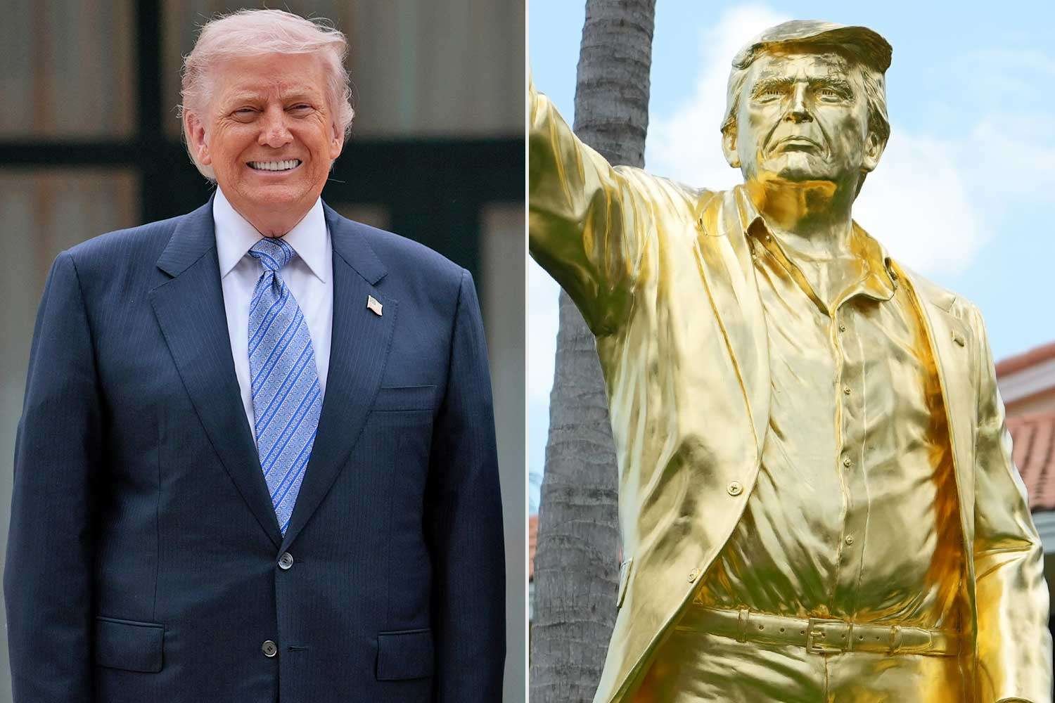 Trump Proclaims People 'Love' 22-Foot Gold Statue Dedicated to Him at Miami Golf Club